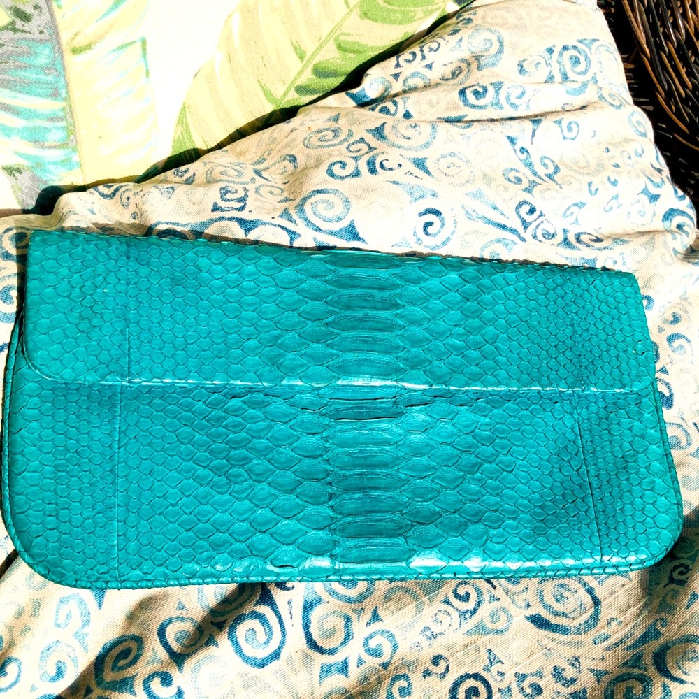 Alexandra Knight Mint Matte Python Soft Clutch Bag